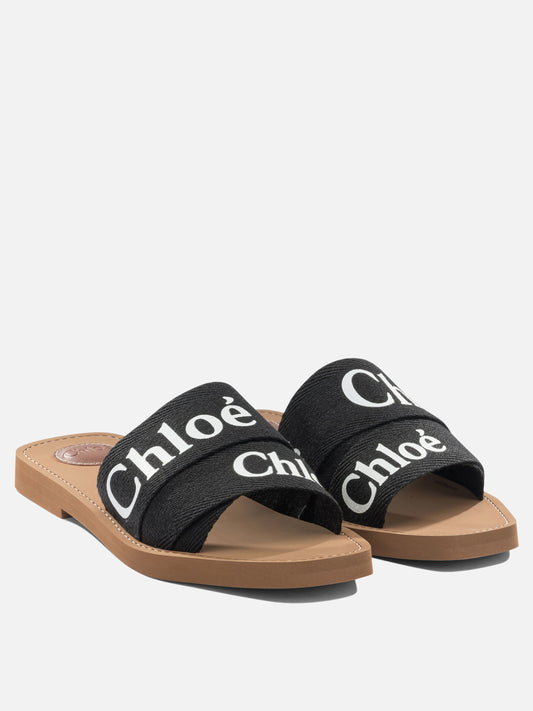 Slides 90% linen 10% polyester - 100% ethylene vinyl acetate Nero - Chloé Donna | PLP | VIETTI Online Store | 2