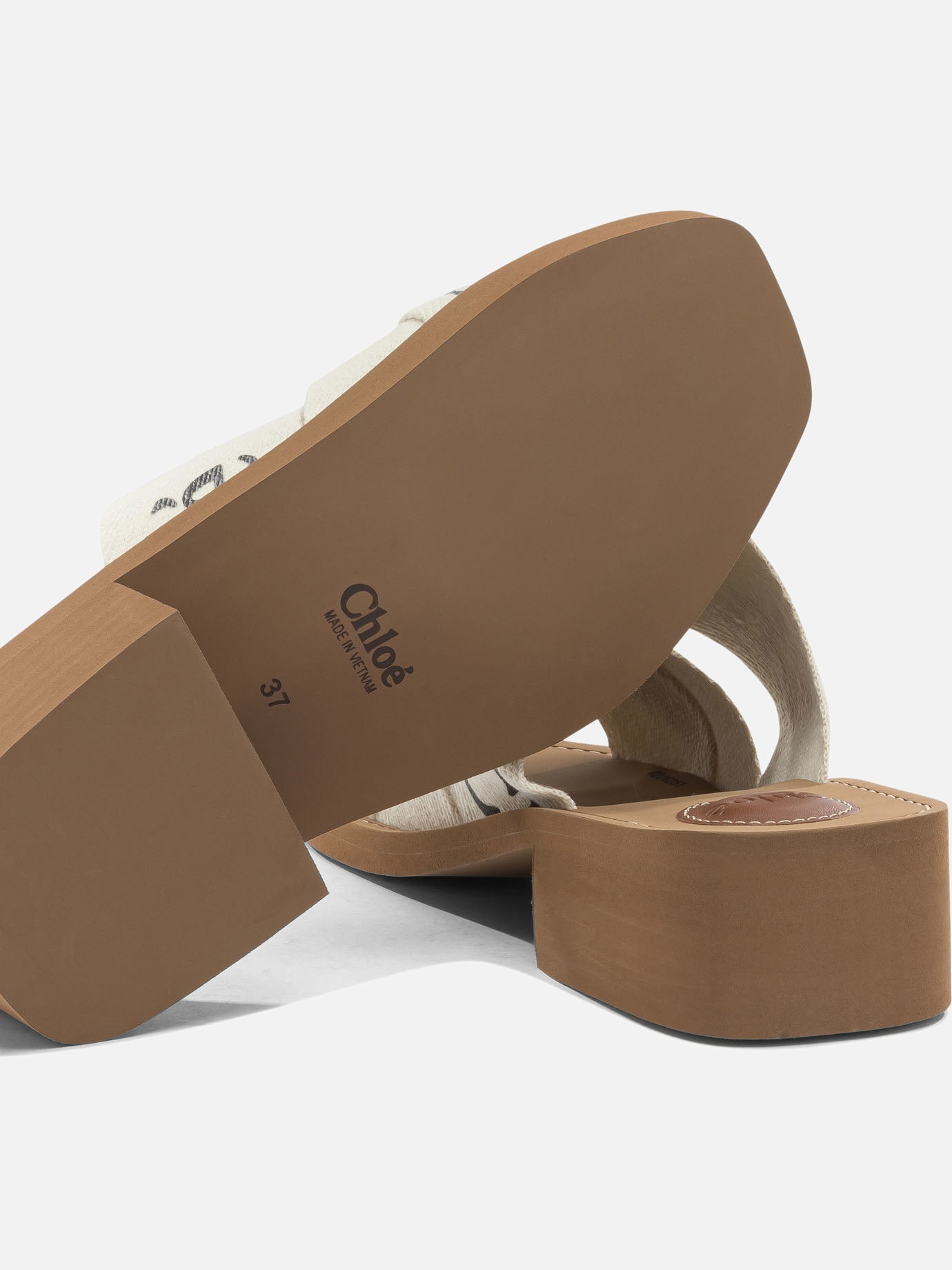 Heeled sandals 90% linen 10% polyester - 100% ethylene vinyl acetate White - Chloé Women | PDP | VIETTI Online Store | Zoom-Modal_5