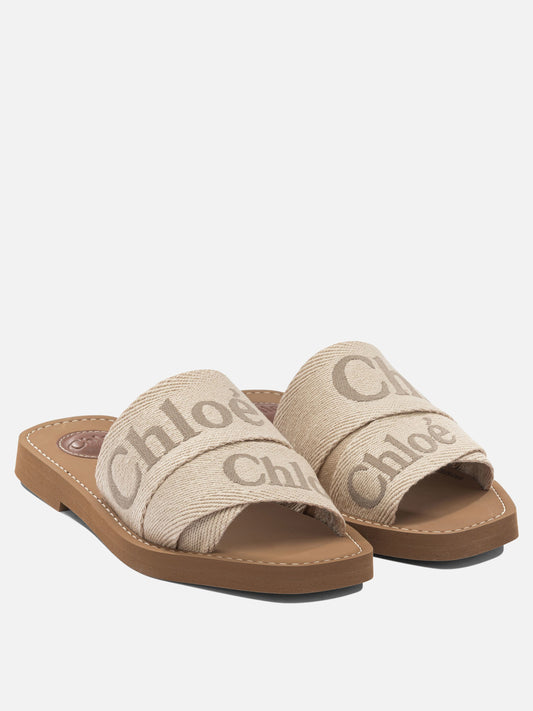 Slides 90% linen 10% polyester - 100% ethylene vinyl acetate Beige - Chloé Donna | PLP | VIETTI Online Store | 2