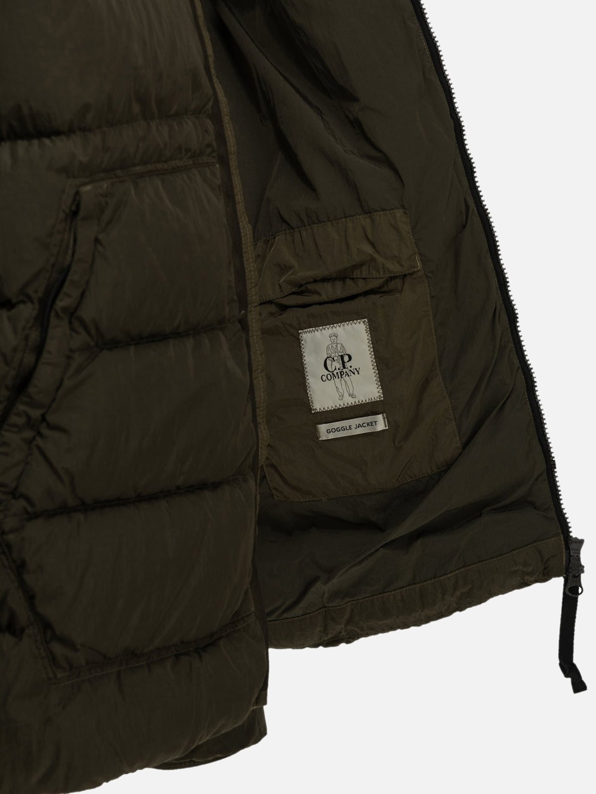 C.P. Company "Chrome-R Goggle" Short Down Jacket Green