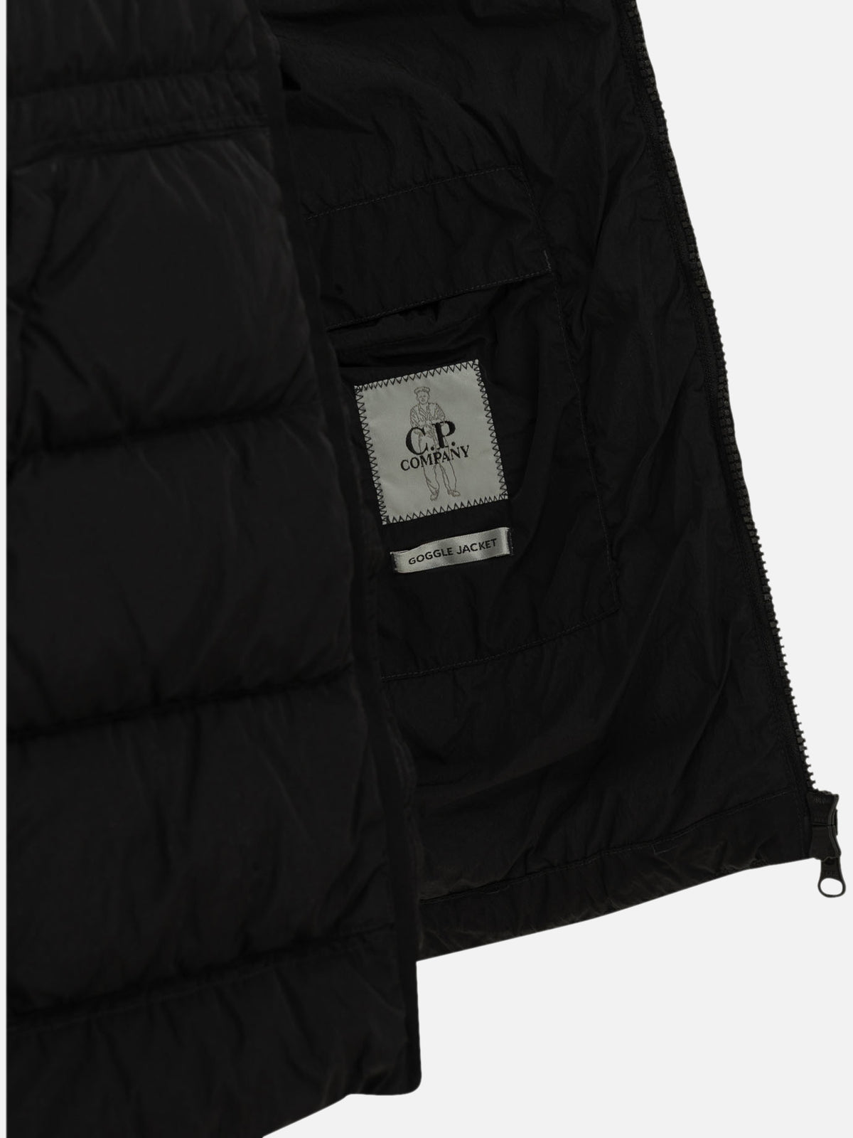 C.P. Company "Chrome-R Goggle" Short Down Jacket Black