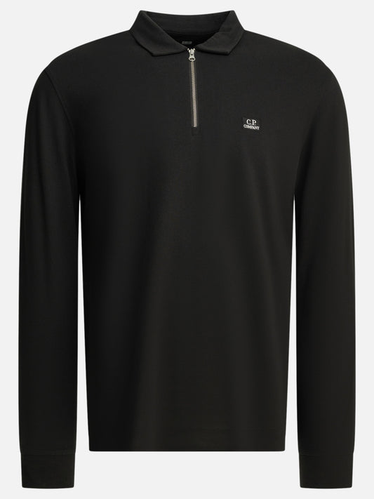 C.P. Company Half-zip polo shirt with logo Black