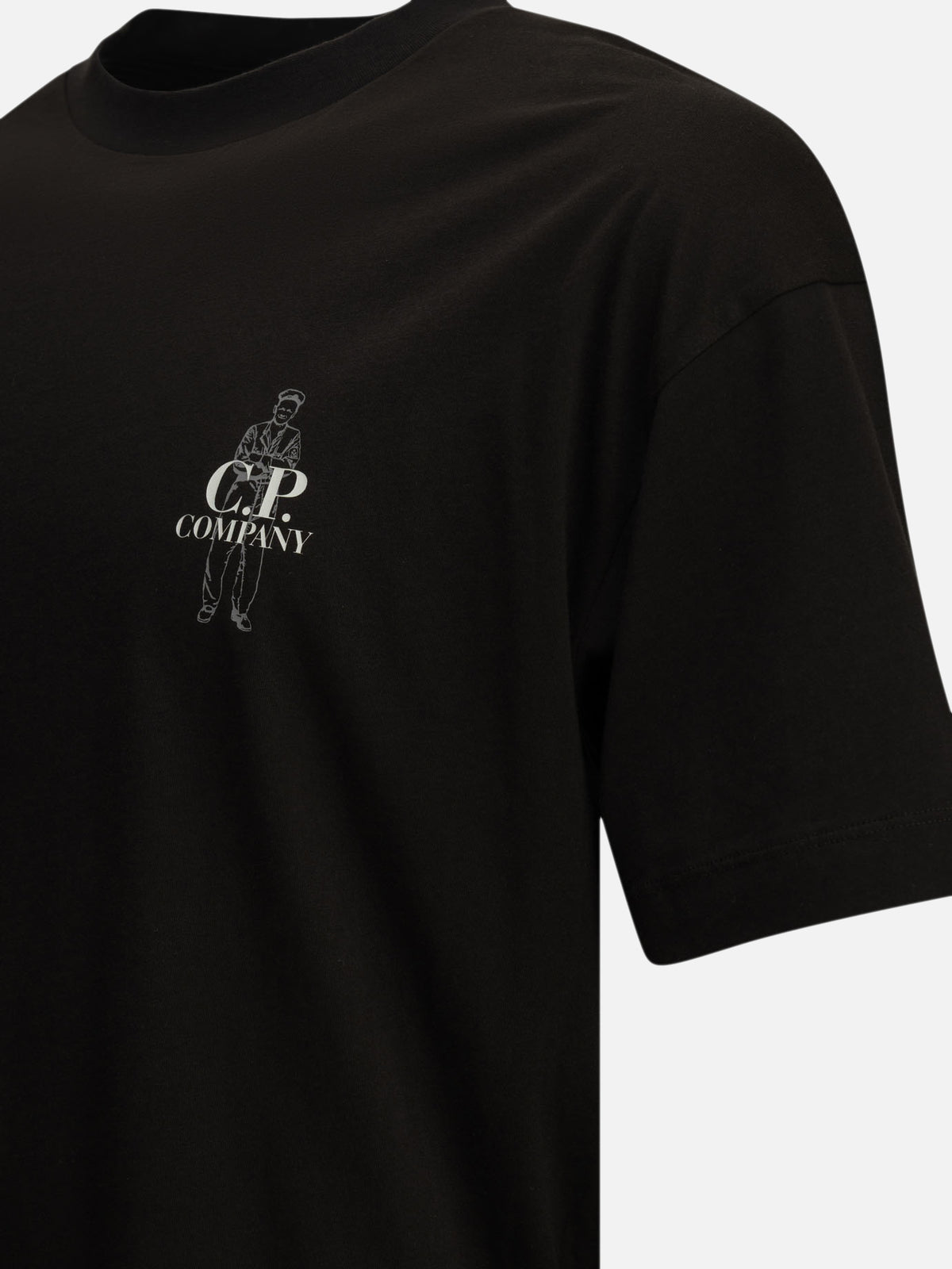 C.P. Company Crewneck T-shirt with logo Black