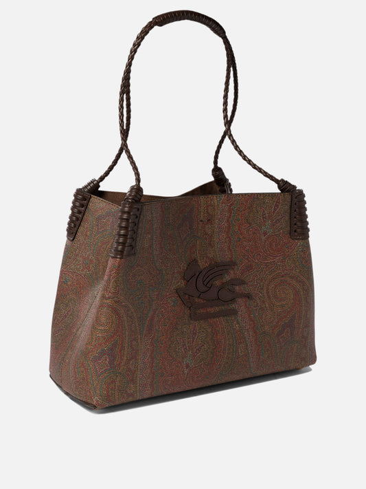 Medium bags 76% cotton 24% polyester - Other fabric: 100% polyvinylchloride - Other fabric: 100% cotton - Other fabric: 100% calf leather Brown - Etro Women | PLP | VIETTI Online Store | 2