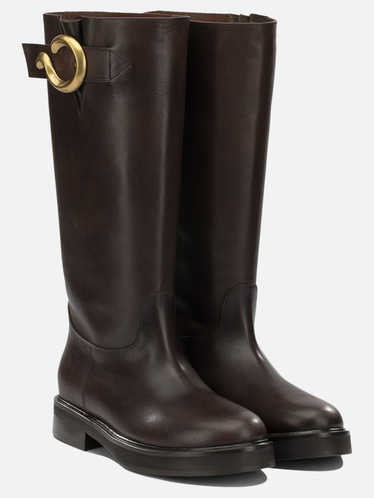 Etro "Paisley" Knee-High Boots Brown