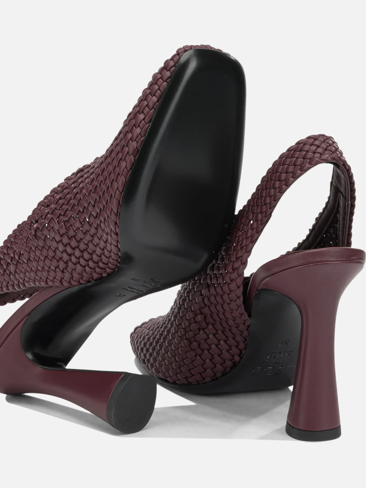 Etro 90MM Woven Slingbacks Bordeaux