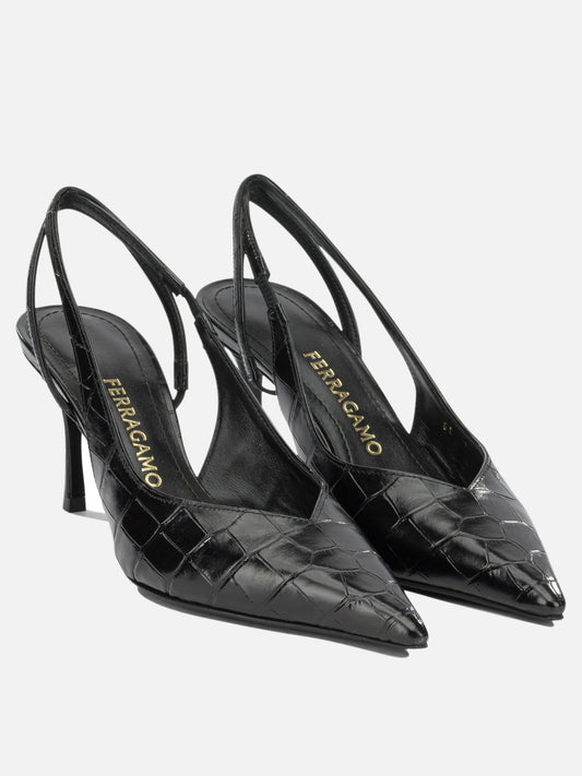 Ferragamo "Dafne 70MM" Slingback Black