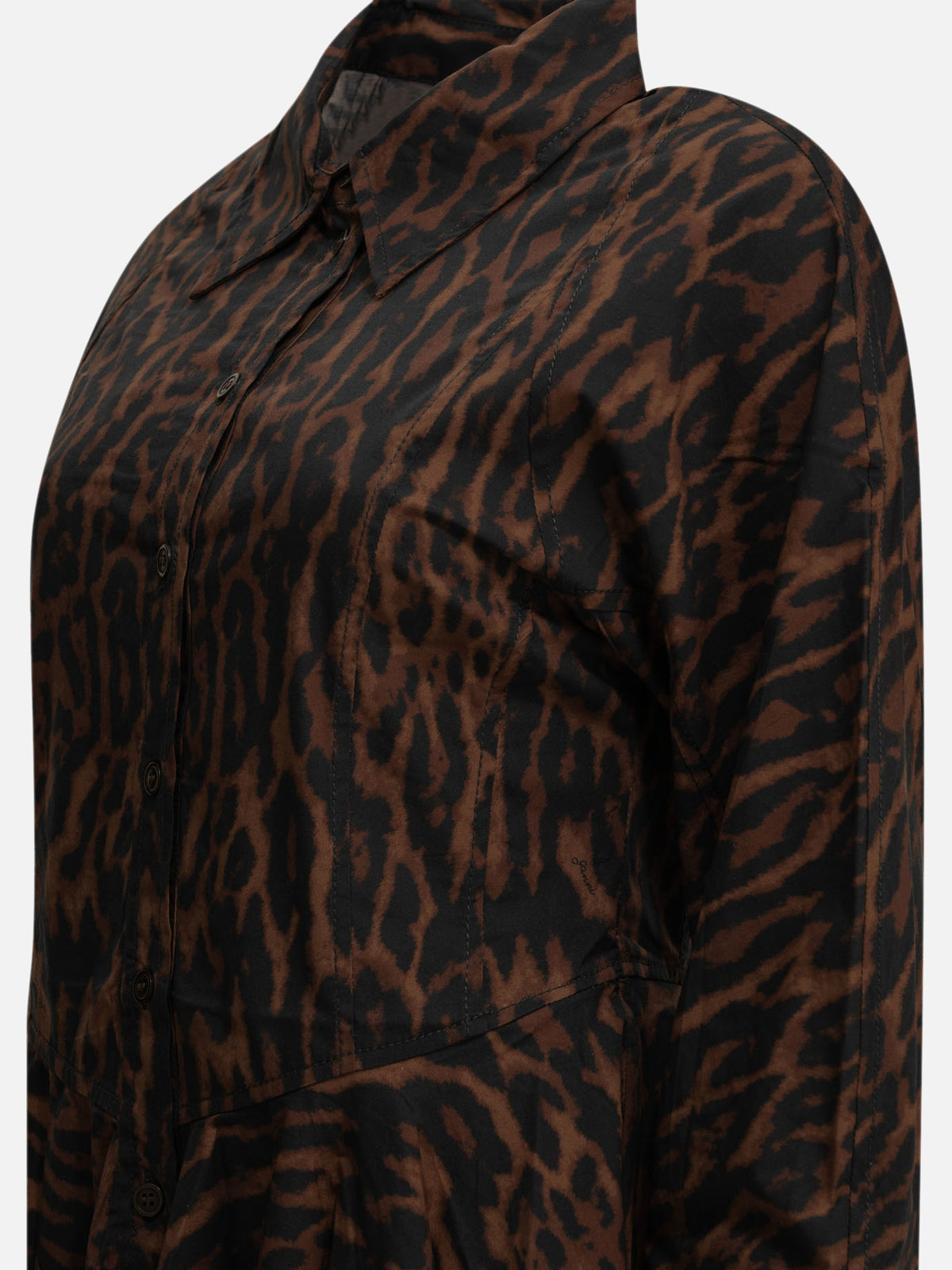Ganni "Leopard" Short Dress Brown