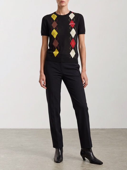 Crewneck sweaters Argyle Black - Ganni Women | PLP | VIETTI Online Store | 2