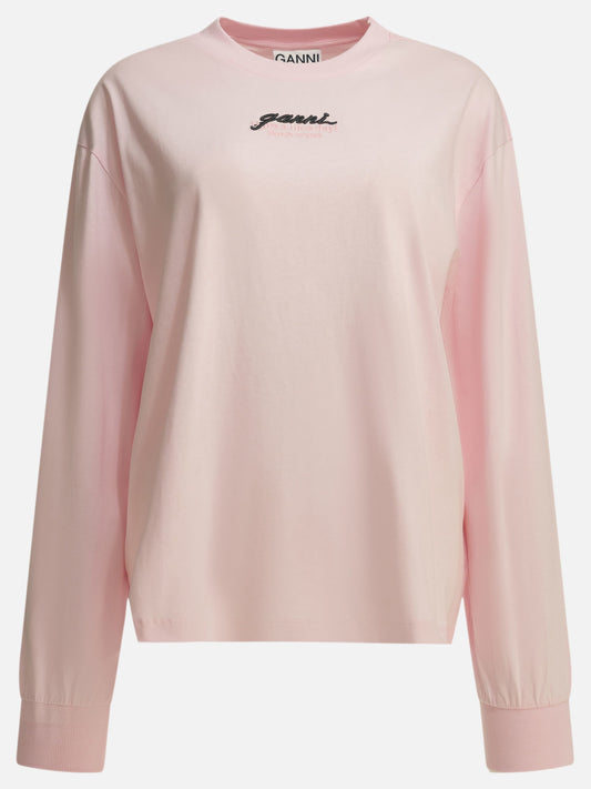 Ganni "Future" Crew-Neck T-Shirt Pink