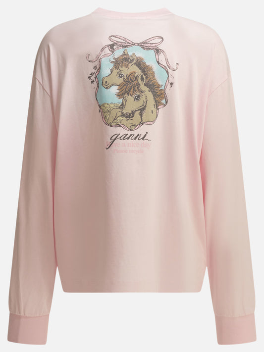 Crewneck t-shirts Logo Pink - Ganni Women | PDP | VIETTI Online Store | 2