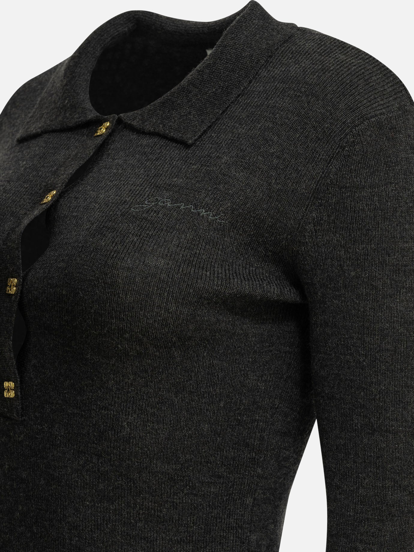 Polo sweater Logo Grey - Ganni Women | PDP | VIETTI Online Store | Zoom-Modal_4