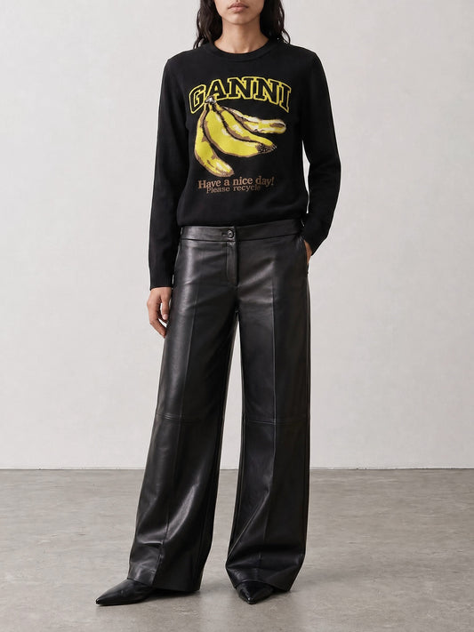 Crewneck sweaters Logo Black - Ganni Women | PLP | VIETTI Online Store | 2