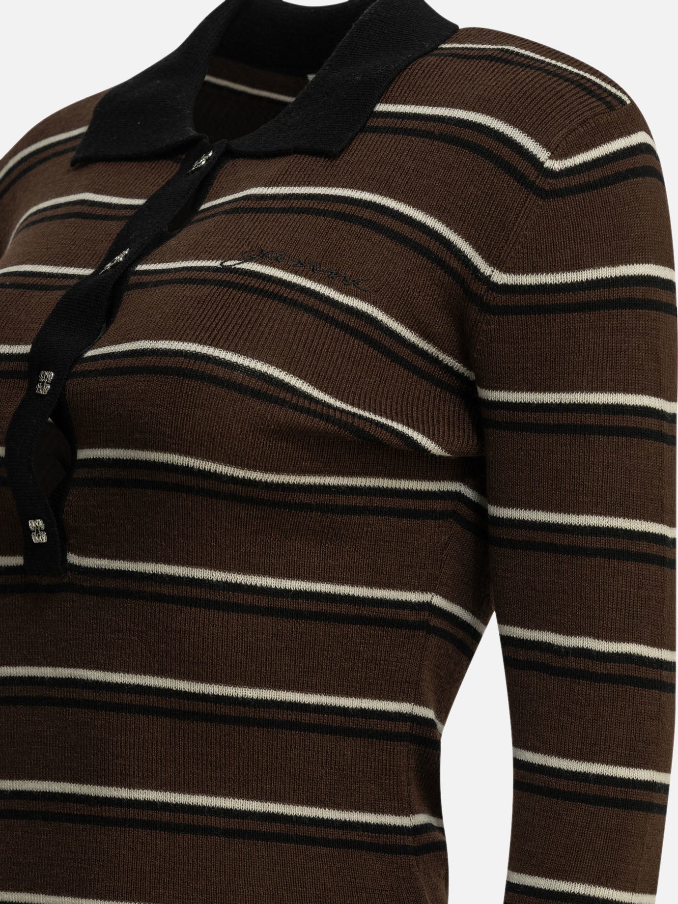 Polo sweater Striped Brown - Ganni Women | PDP | VIETTI Online Store | Zoom-Modal_6