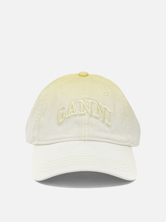 Ganni Baseball cap with logo Yellow
