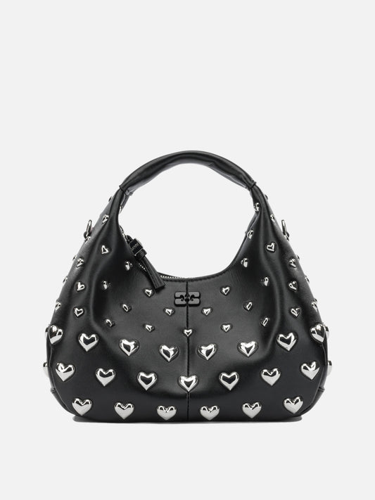 Ganni "Mini Hobo Heart" Small Handbag Black