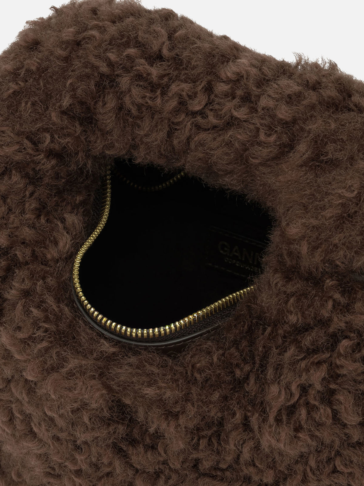 Ganni "Mini Hobo Faux Fur" Small Handbag Brown