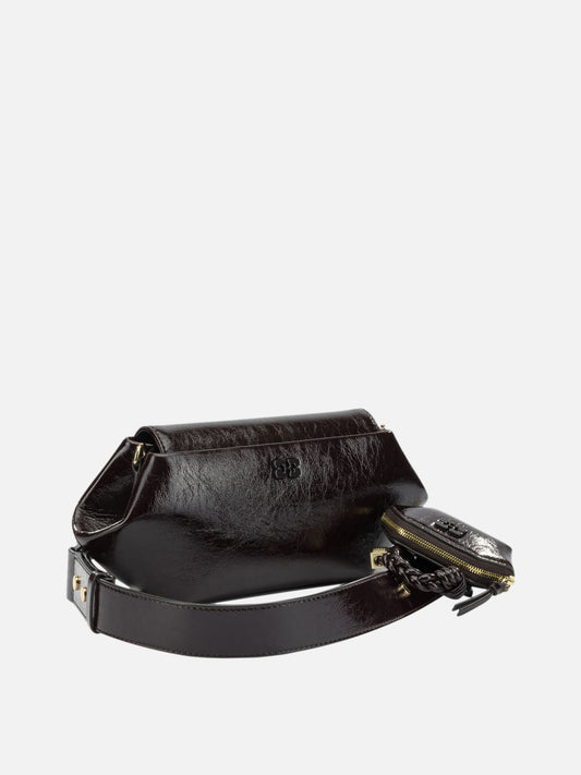 Ganni "Bou East/West Shine" Shoulder Bag Brown