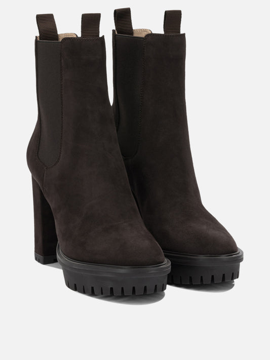 Pull-on boots 100% suede leather - 100% rubber Brown - Gianvito Rossi Women | PLP | VIETTI Online Store | 2