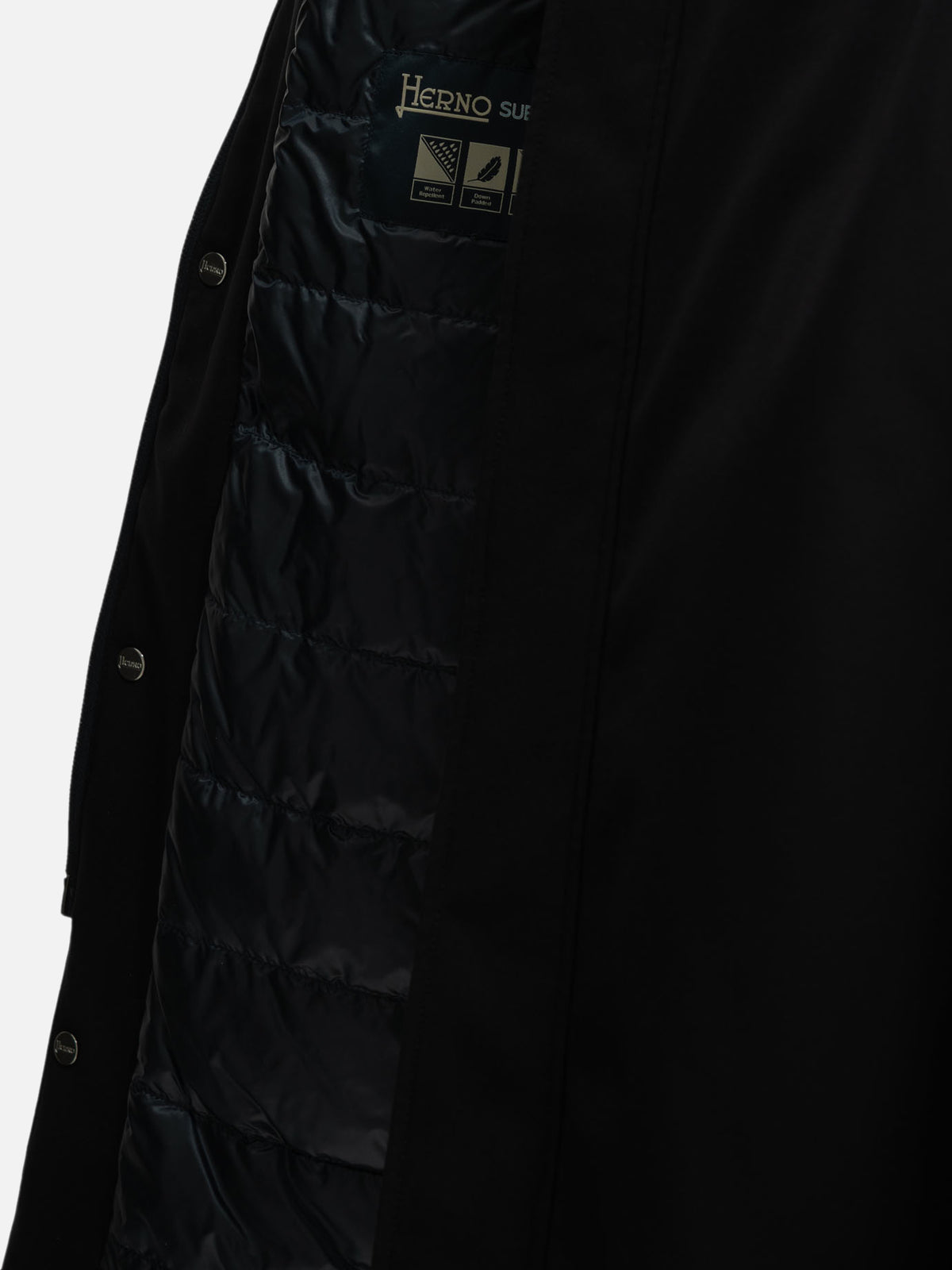 Herno Long down jacket in stretch twill Blue