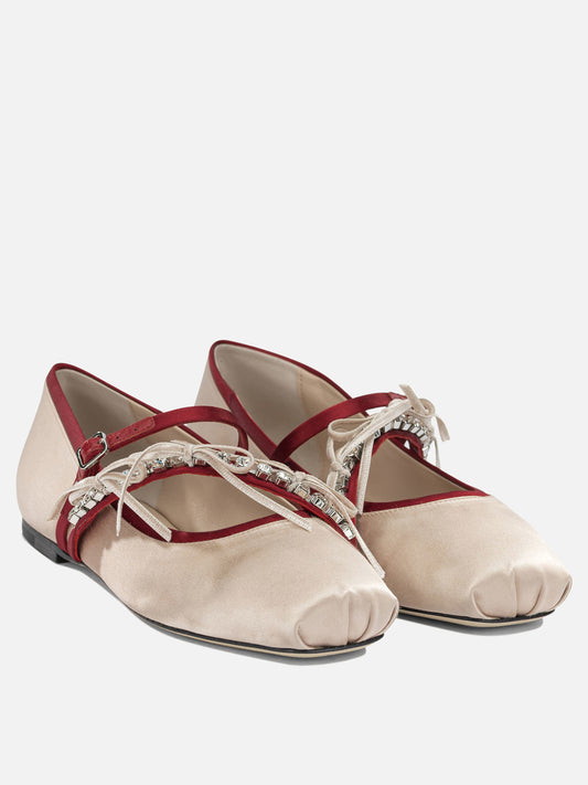 Mary Jane ballet flats 95% textile 5% lamb leather - 95% calf leather 5% rubber Pink - Jimmy Choo Women | PDP | VIETTI Online Store | 2