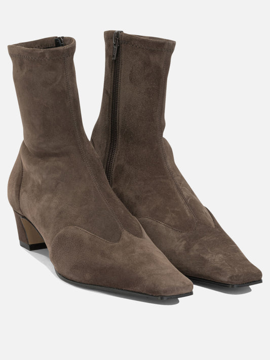 Khaite "Nevada Stretch 40MM" Ankle Boots with Zipper Brown