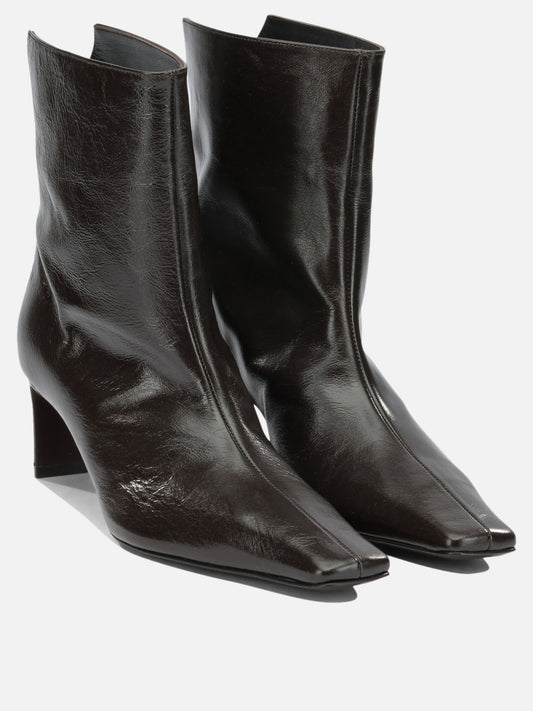 Khaite "Ona 55MM" Pull-On Ankle Boots Brown