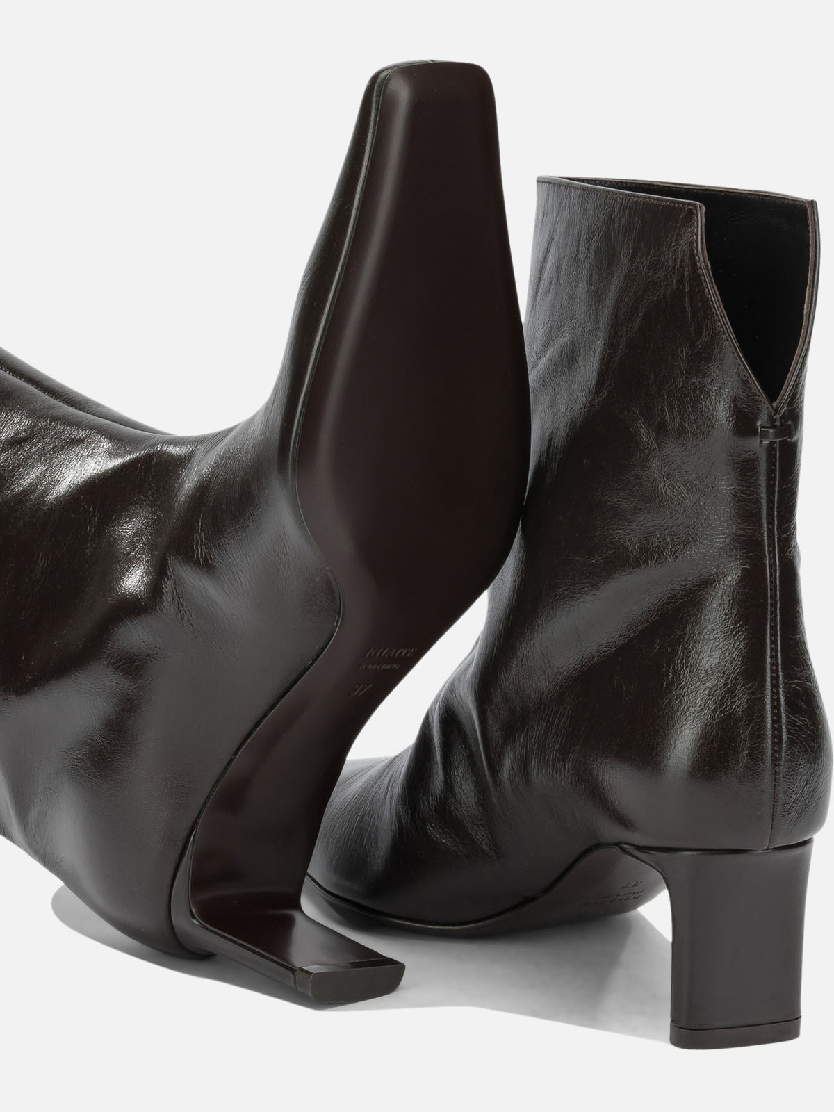 Khaite "Ona 55MM" Pull-On Ankle Boots Brown
