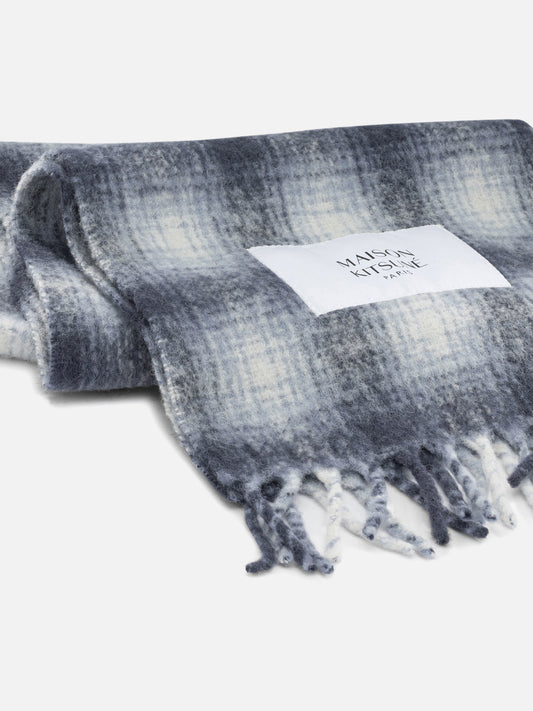 Maison Kitsuné Alpaca Fringed Scarf Blue