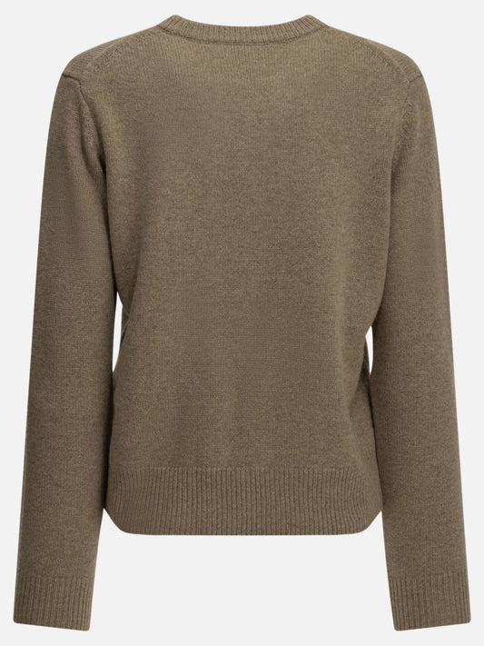 Maison Kitsuné "Fox Head" Crew-Neck Sweater Beige