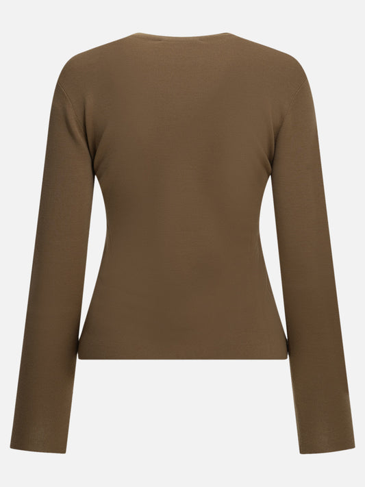 Max Mara Round-neck T-shirt made of virgin wool Brown