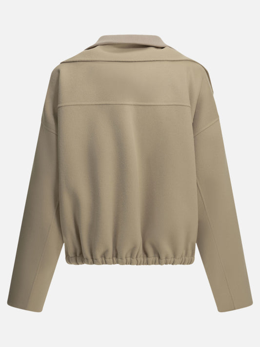 Max Mara Sportmax Virgin Wool Bomber Jacket Beige