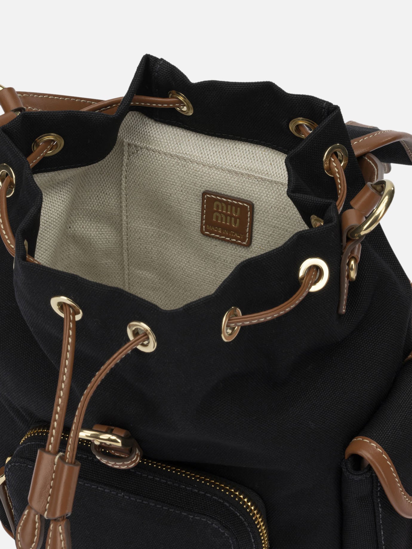 Zaini casual 100% cotton - Other fabric: 100% calf leather Nero - Miu Miu Donna | PDP | VIETTI Online Store | Zoom-Modal_5