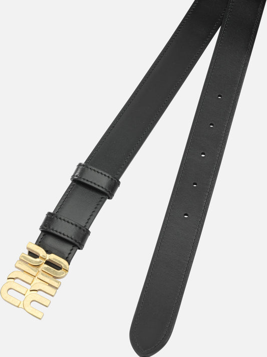 Leather belts Logo Black - Miu Miu Women | PLP | VIETTI Online Store | 2