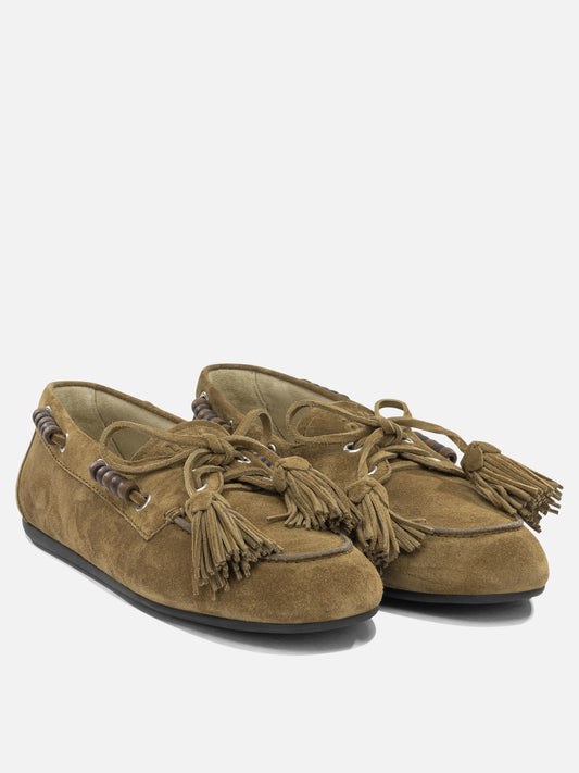 Laced loafers 100% calf leather - 100% rubber Brown - Miu Miu Women | PLP | VIETTI Online Store | 2