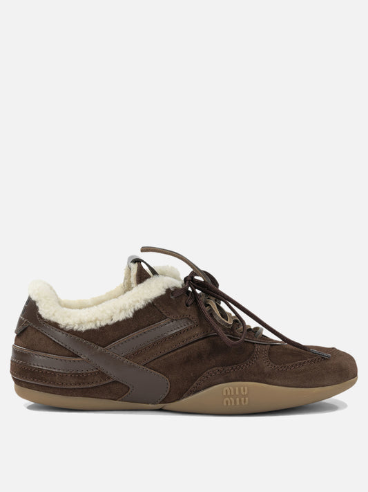 Miu Miu "Gymnasium" Low-Top Sneakers Brown