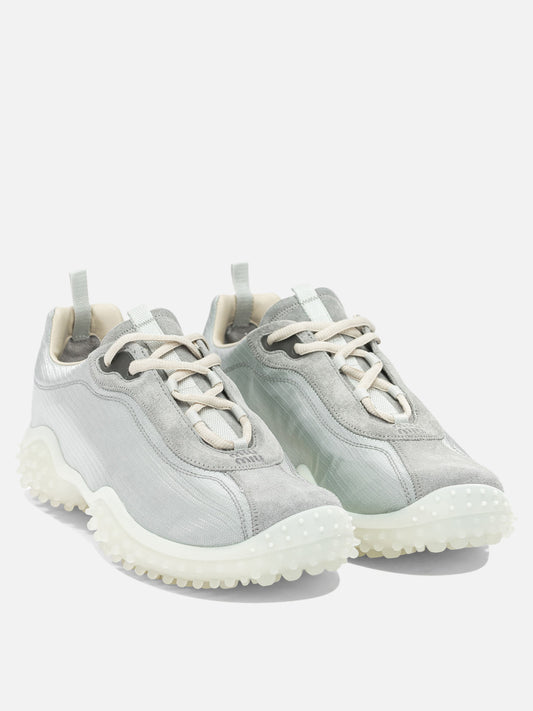 Low top sneakers 100% recycled polyamide - 100% calf leather Silver - Miu Miu Women | PDP | VIETTI Online Store | 2