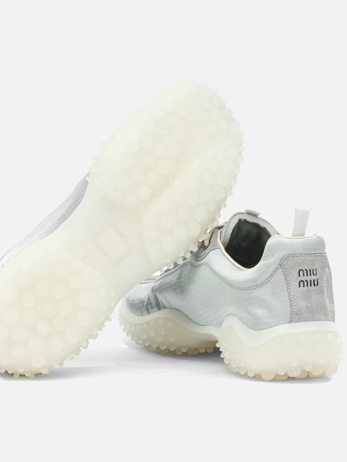 Low top sneakers 100% recycled polyamide - 100% calf leather Silver - Miu Miu Women | PDP | VIETTI Online Store | Zoom-Modal_5