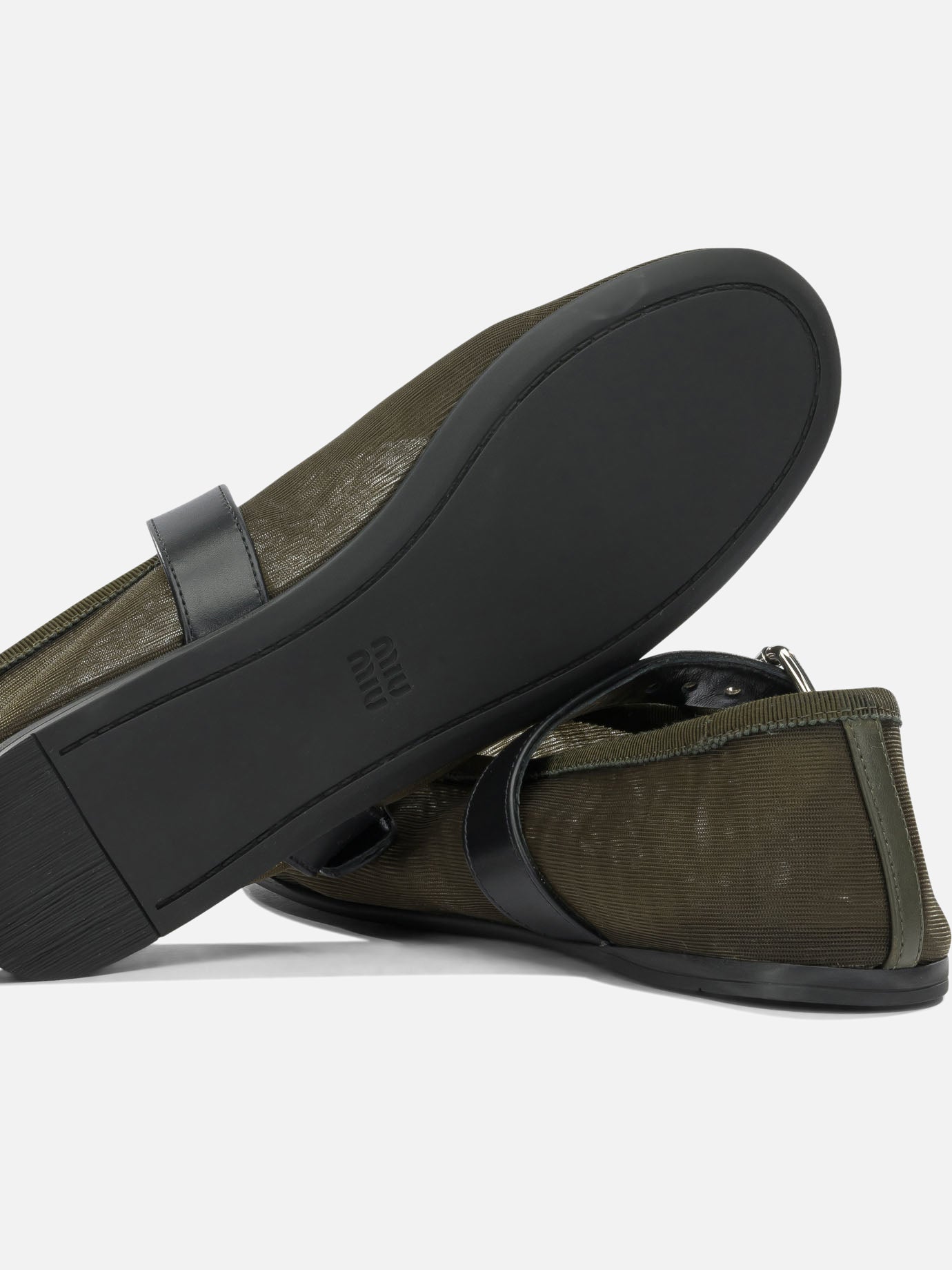 Mary Jane ballet flats 100% polyester - 100% rubber Green - Miu Miu Women | PDP | VIETTI Online Store | Zoom-Modal_5