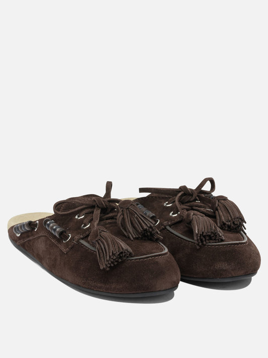 Laced loafers 100% calf leather - 100% rubber Brown - Miu Miu Women | PLP | VIETTI Online Store | 2