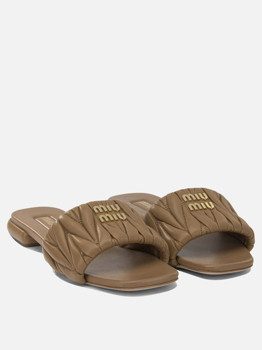 Slides 100 % calf leather Marrone - Miu Miu Donna | PLP | VIETTI Online Store | 2