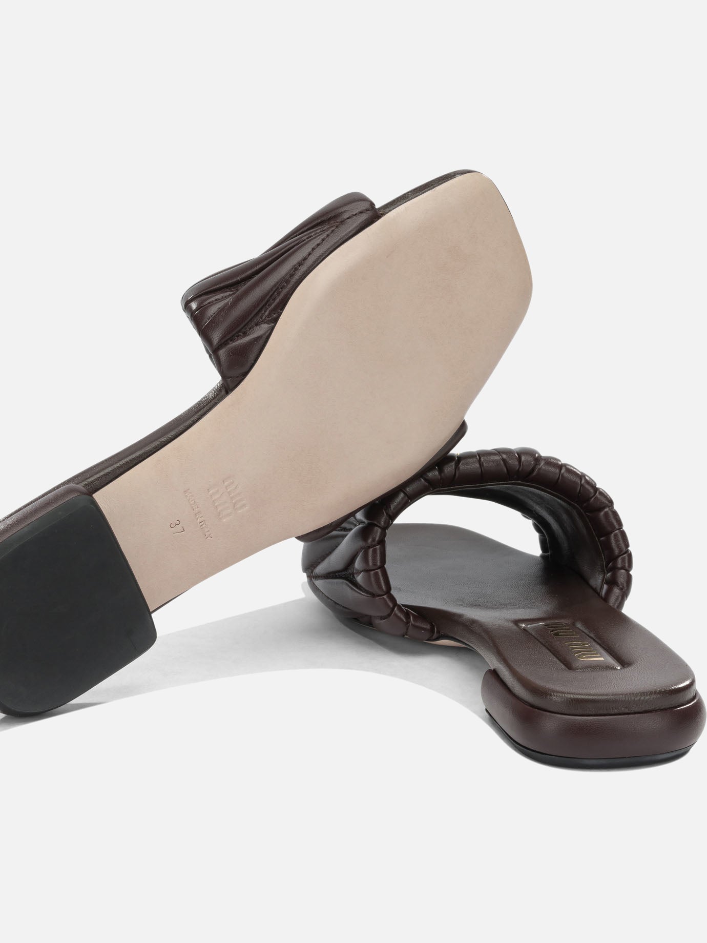 Slides 100 % calf leather Brown - Miu Miu Women | PDP | VIETTI Online Store | Zoom-Modal_5
