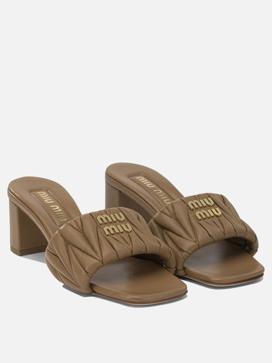 Heeled sandals 100% lamb leather Brown - Miu Miu Women | PLP | VIETTI Online Store | 2