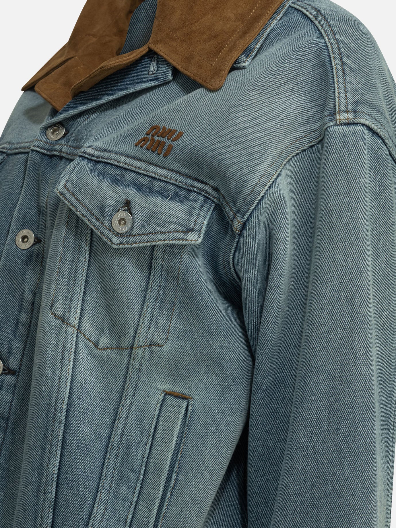 Denim jackets Logo Light blue - Miu Miu Women | PDP | VIETTI Online Store | Zoom-Modal_4