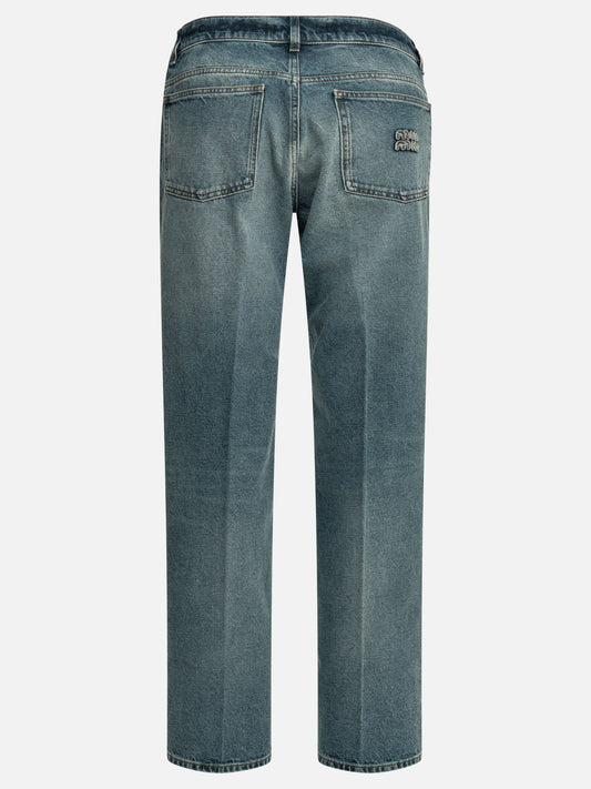 Jeans a gamba larga Logo Azzurro - Miu Miu Donna | PLP | VIETTI Online Store | 2