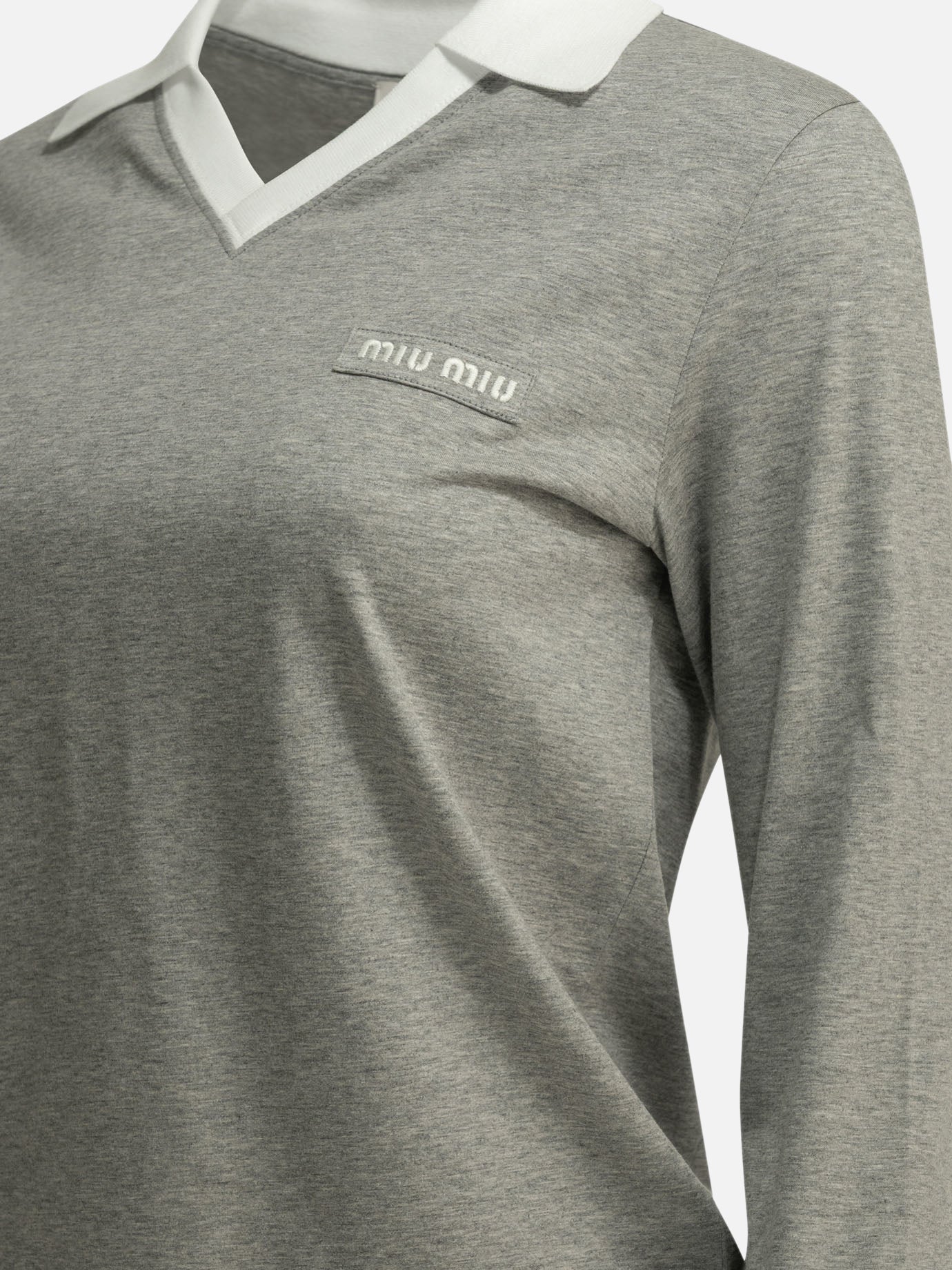 Polo shirts without buttons Logo Grey - Miu Miu Women | PDP | VIETTI Online Store | Zoom-Modal_4
