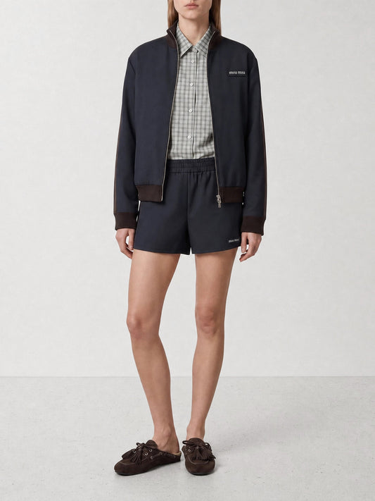 Bomber jackets Logo Blue - Miu Miu Women | PLP | VIETTI Online Store | 2