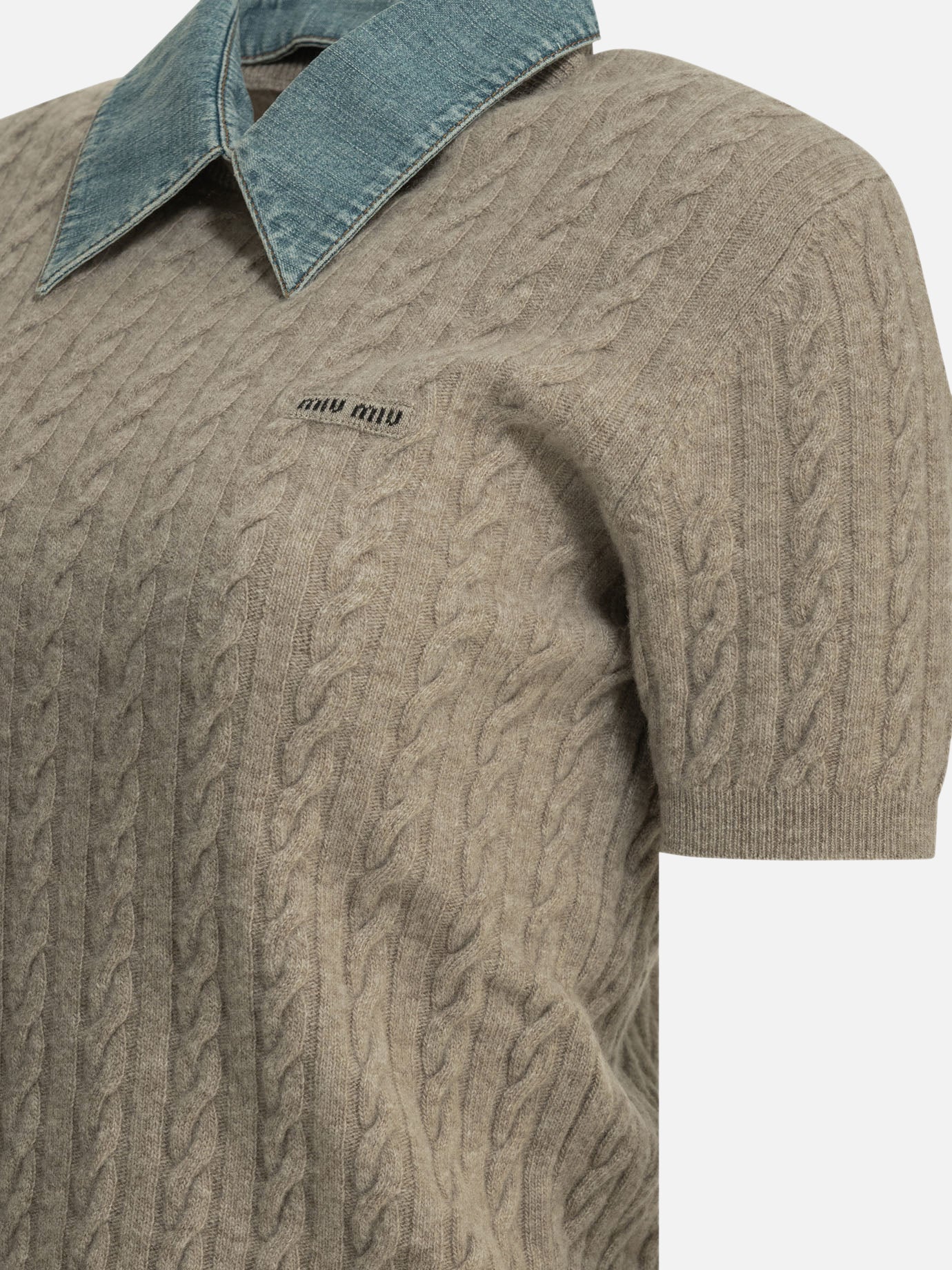 Polo sweater Logo Beige - Miu Miu Women | PDP | VIETTI Online Store | Zoom-Modal_4