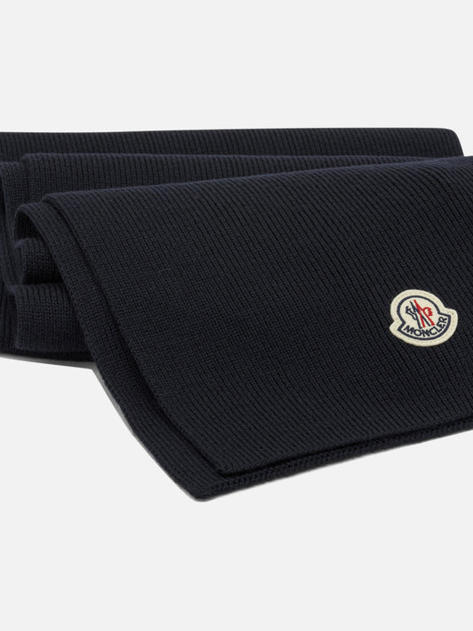 Moncler Classic Scarf with Logo Blue