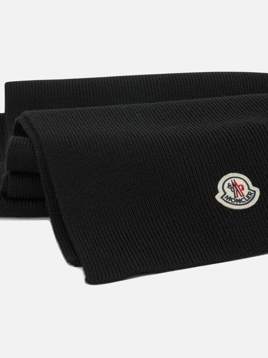 Moncler Classic Scarf with Logo Black